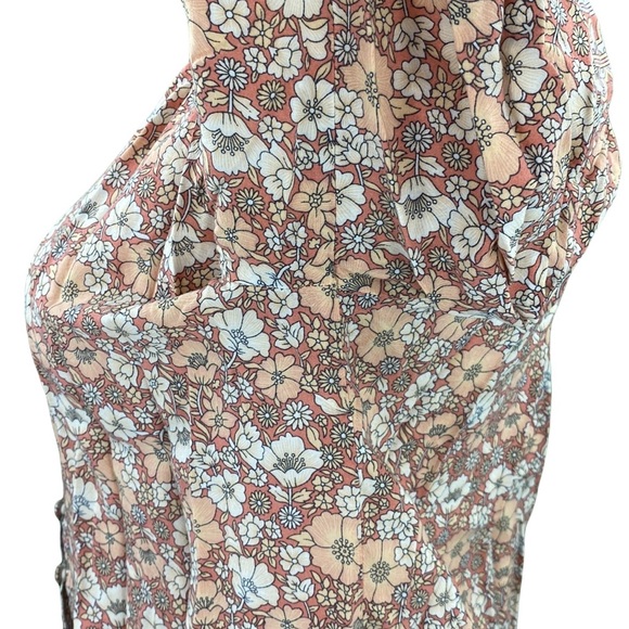 Cynthia Rowley Orange Floral Print Flowy 3/4 Sleeve Button Down Blouse - Picture 13 of 15